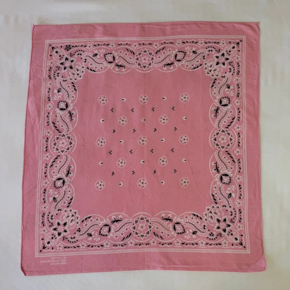 Vintage 1970s 1980s Bandana Lot of 3 All Cotton Fast Color RN 13960 Pink & Red
